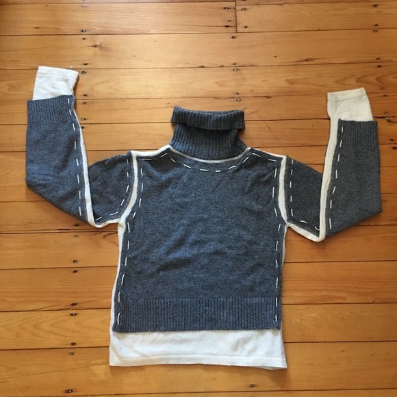 NWOT New Stella Forest Sashiko Stitched Lambswool Blend Turtleneck Sweater - Picture 6 of 8